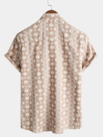 Short-Sleeve Vintage Striped Brown 70s Retro Shirt