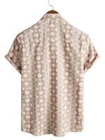 Men's Shirt with Short Sleeve in Vintage Style, Brown Stripes from the 70s
