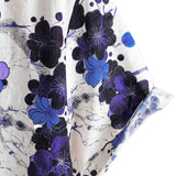 Men's Retro Blue Cotton Shirt with Florals for Summer with Short Sleeve
