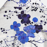 Men's Retro Blue Cotton Shirt with Florals for Summer with Short Sleeve