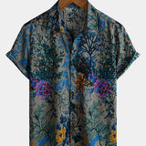 Short-Sleeve Breathable Retro Floral Print Shirt