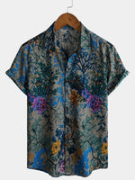 Short-Sleeve Breathable Retro Floral Print Shirt