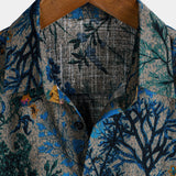 Short-Sleeve Breathable Retro Floral Print Shirt