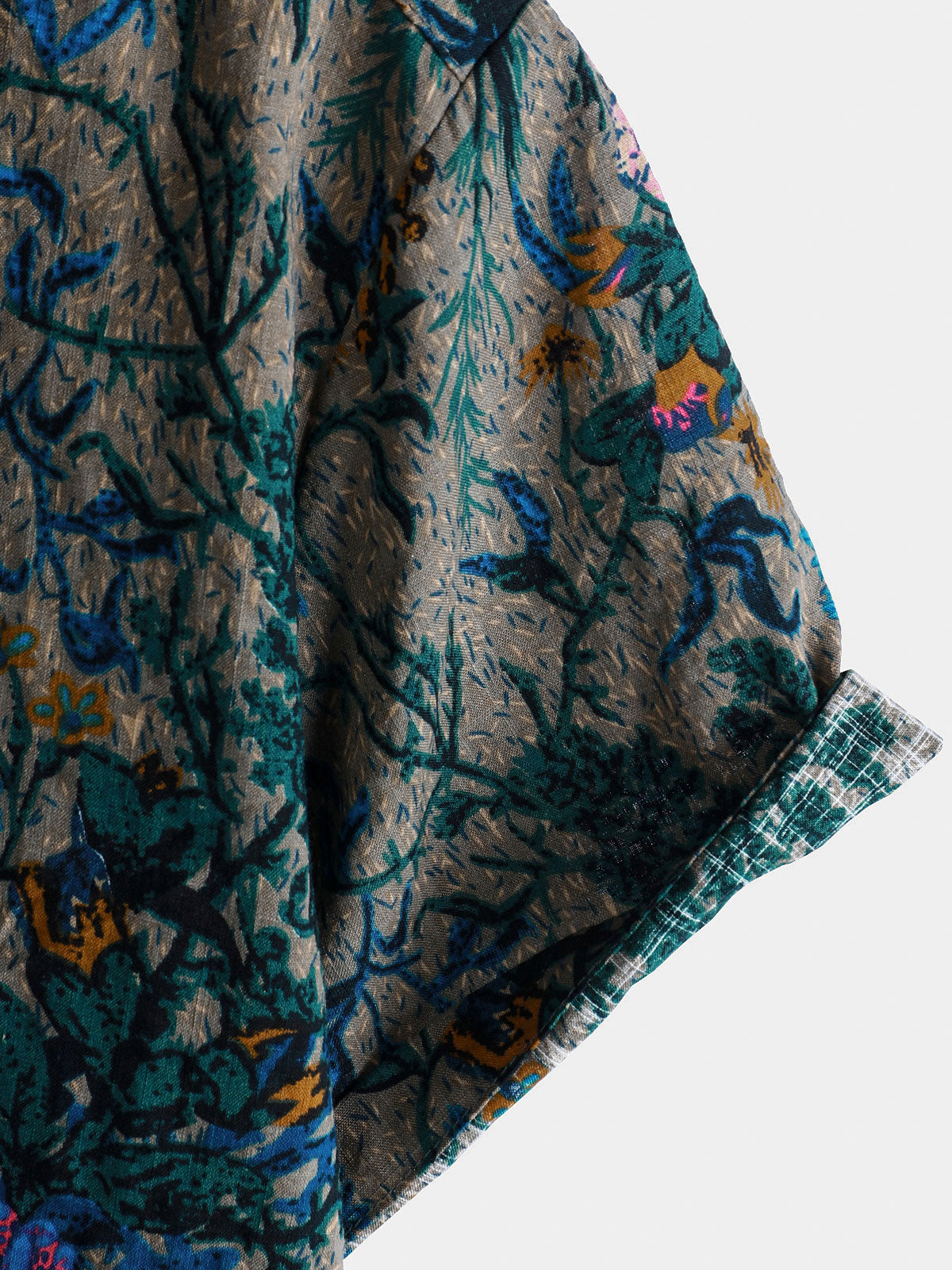 Short-Sleeve Breathable Retro Floral Print Shirt