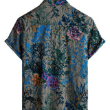 Men's Shirt Short Sleeve Retro Style Cotton with Floral Pattern, Breathable