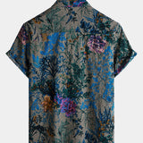 Short-Sleeve Breathable Retro Floral Print Shirt