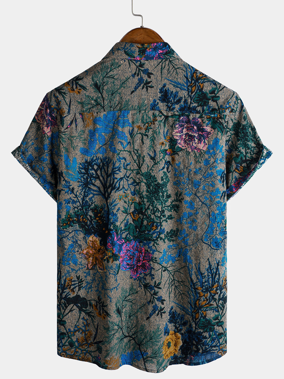 Short-Sleeve Breathable Retro Floral Print Shirt