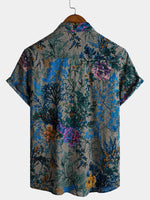 Short-Sleeve Breathable Retro Floral Print Shirt