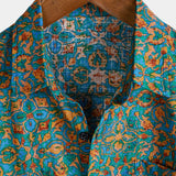 Button-Up Short Sleeve Shirt with Pockets, Retro Style, Abstract