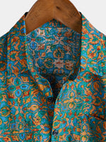 Button-Up Short Sleeve Shirt with Pockets, Retro Style, Abstract