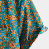 Button-Up Short Sleeve Shirt with Pockets, Retro Style, Abstract