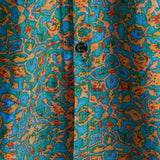 Button-Up Short Sleeve Shirt with Pockets, Retro Style, Abstract