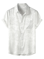 Men's Short Sleeve Shirt in Satin Jersey with Flowers