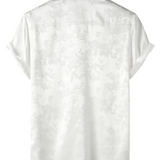 Men's Short Sleeve Shirt in Satin Jersey with Flowers