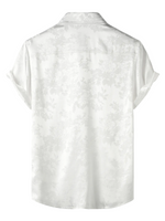 Men's Short Sleeve Shirt in Satin Jersey with Flowers