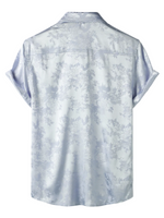 Men's Short Sleeve Shirt in Satin Jersey with Flowers