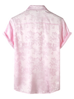 Men's Casual Short Sleeve Shirt in Satin Cotton with Floral Pattern