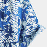 Blue Hawaiian Beach Floral Print Lightweight Breathable Short Sleeve Shirt with Chest Pocket