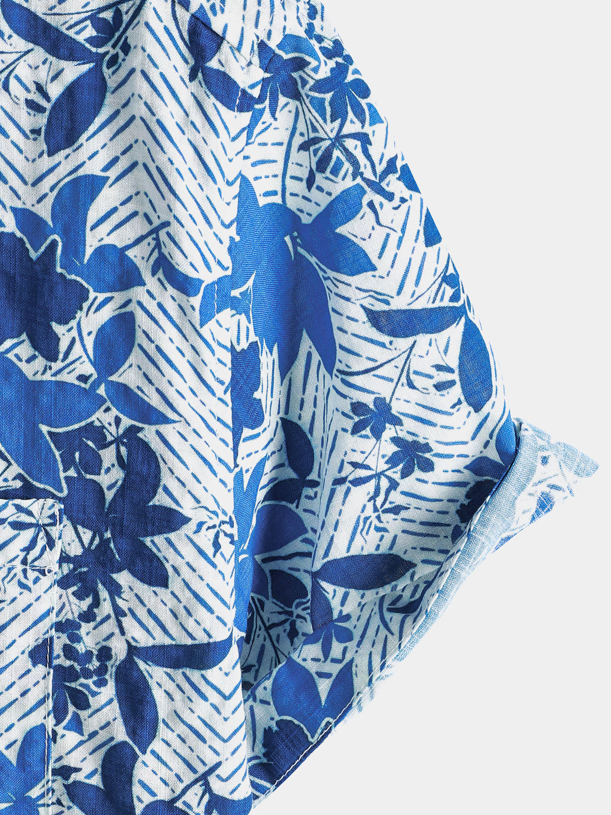 Blue Hawaiian Beach Floral Print Lightweight Breathable Short Sleeve Shirt with Chest Pocket