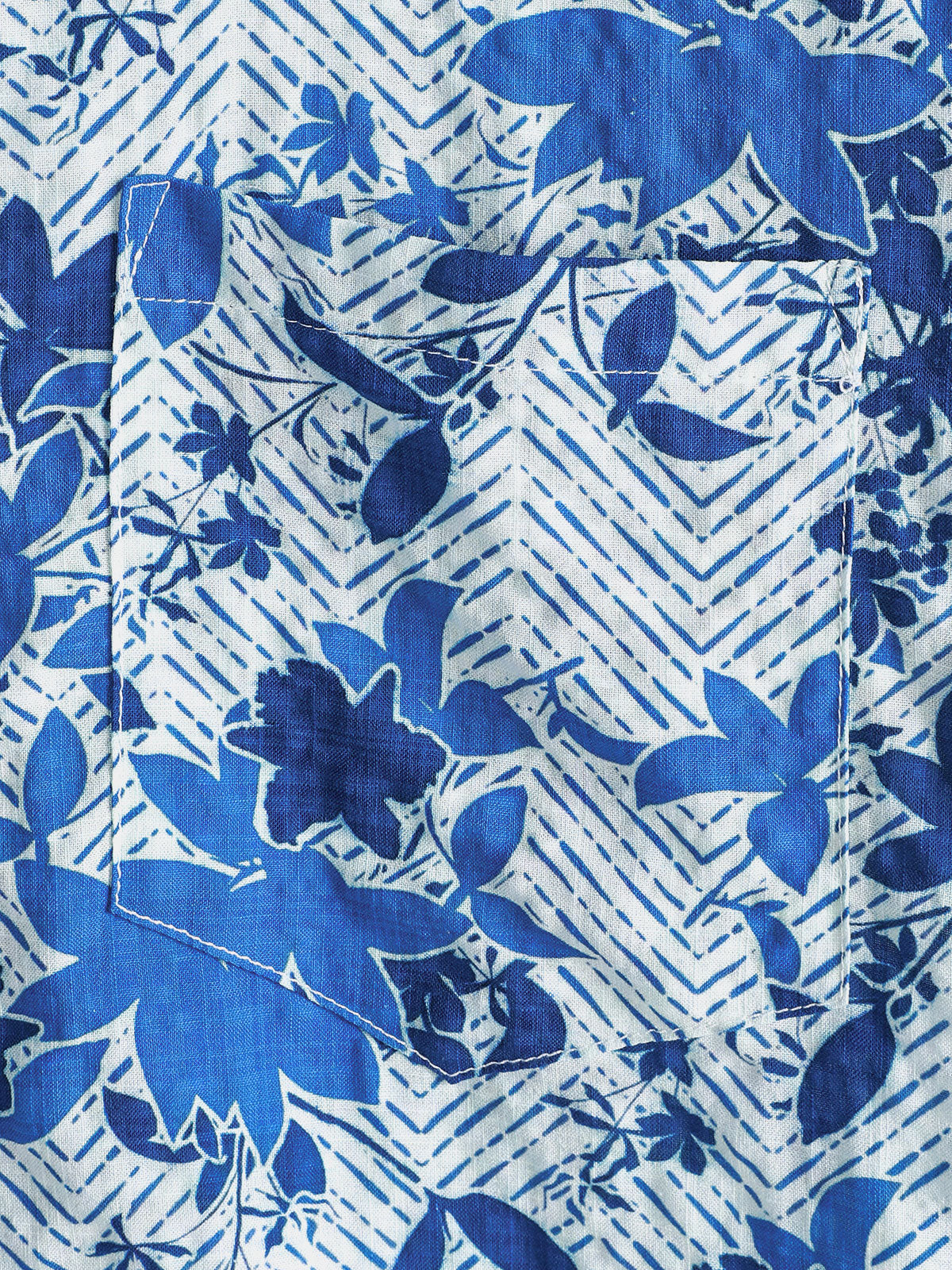 Blue Hawaiian Beach Floral Print Lightweight Breathable Short Sleeve Shirt with Chest Pocket