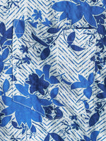 Blue Hawaiian Beach Floral Print Lightweight Breathable Short Sleeve Shirt with Chest Pocket