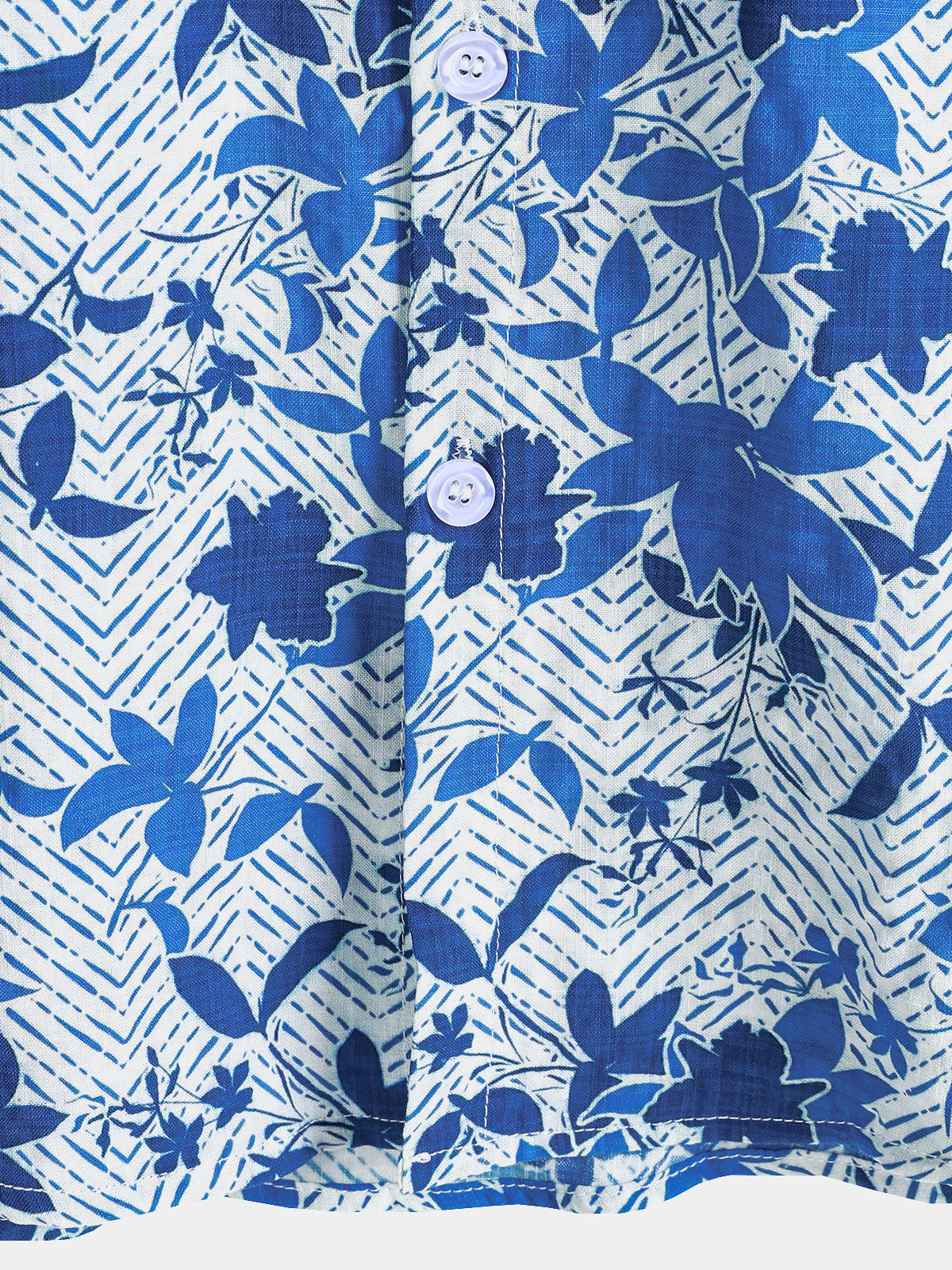 Blue Hawaiian Beach Floral Print Lightweight Breathable Short Sleeve Shirt with Chest Pocket