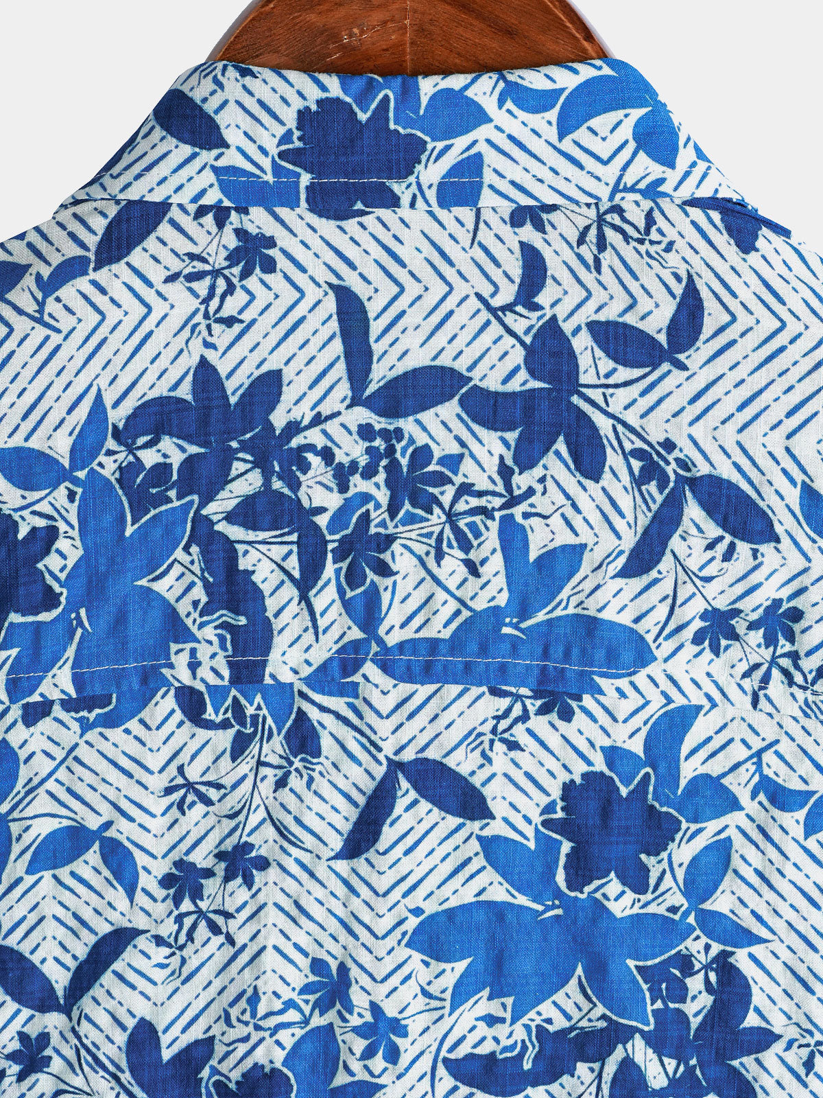 Blue Hawaiian Beach Floral Print Lightweight Breathable Short Sleeve Shirt with Chest Pocket