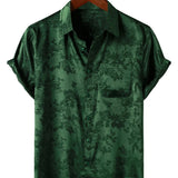 Men's Short Sleeve Shirt in Satin Jersey with Flowers