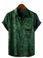 Men's Short Sleeve Shirt in Satin Jersey with Flowers