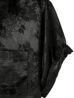 Men's Casual Short Sleeve Shirt in Satin Cotton with Floral Pattern