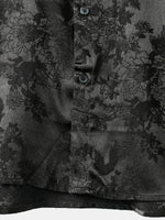 Men's Casual Short Sleeve Shirt in Satin Cotton with Floral Pattern