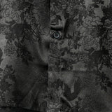 Casual Jacquard Shirt with Floral Pocket, Short Sleeves