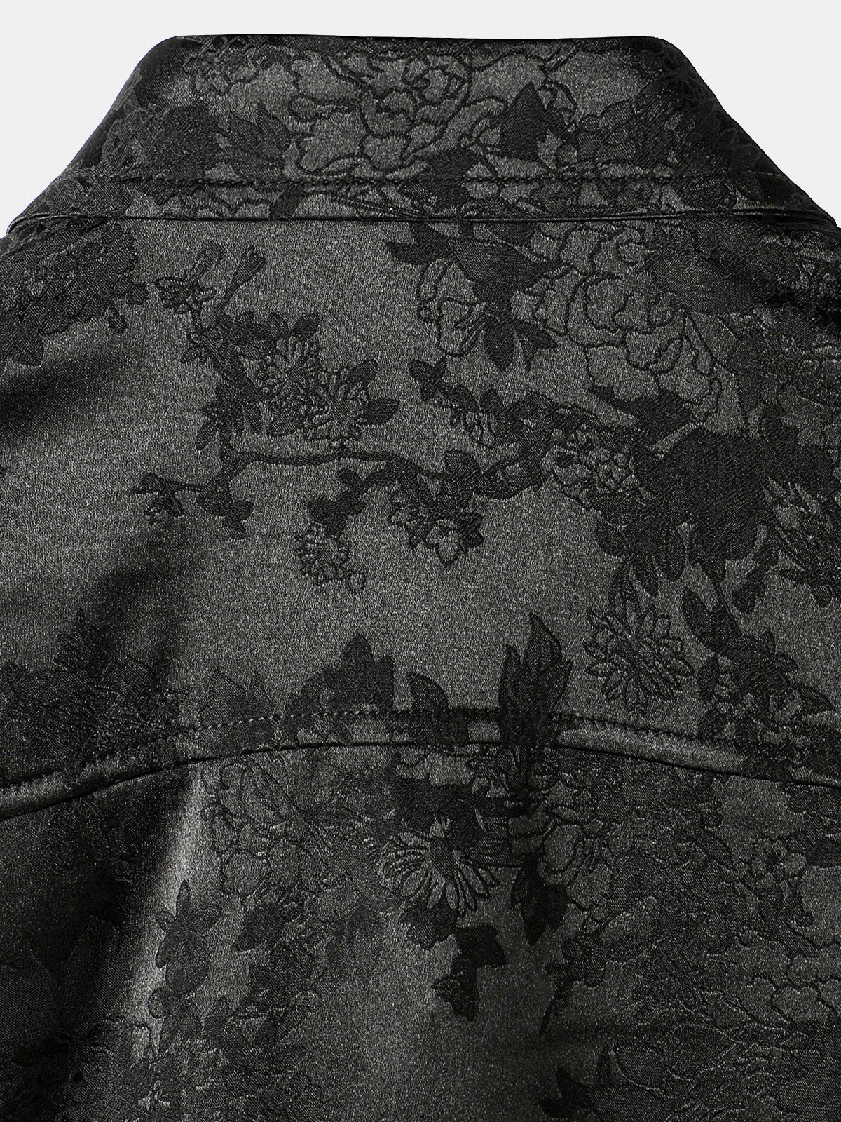 Casual Jacquard Shirt with Floral Pocket, Short Sleeves