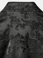 Casual Jacquard Shirt with Floral Pocket, Short Sleeves