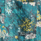 White and Yellow Hawaiian Tropical Floral Print Short Sleeve Shirt with Chest Pocket