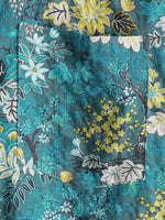White and Yellow Hawaiian Tropical Floral Print Short Sleeve Shirt with Chest Pocket