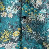 White and Yellow Hawaiian Tropical Floral Print Short Sleeve Shirt with Chest Pocket