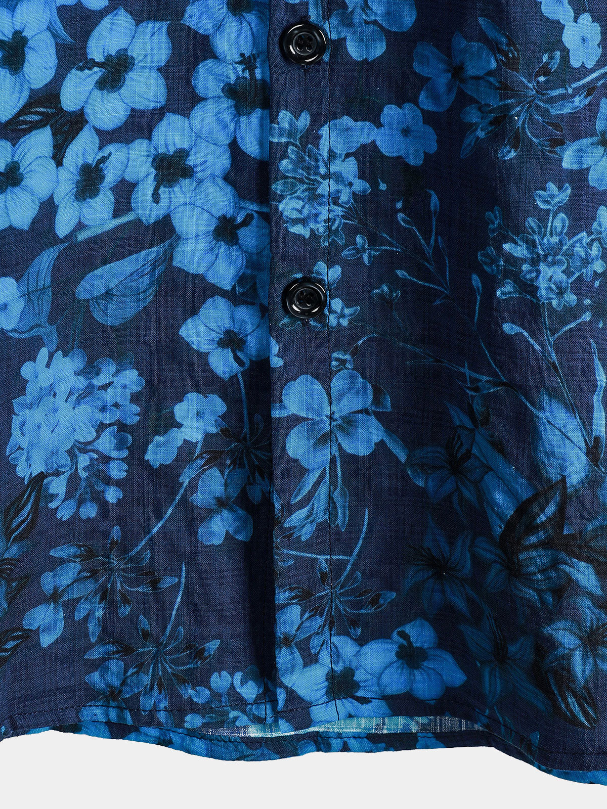 Vintage Dark Blue Hawaiian Floral Print Short Sleeve Shirt with Chest Pocket