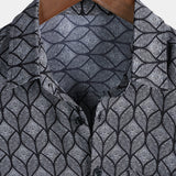 Retro Black Geometric Print Pocket Short Sleeve Shirt