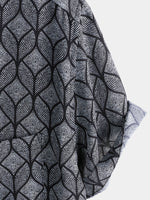 Retro Black Geometric Print Pocket Short Sleeve Shirt