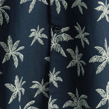 Button-Up Hawaiian Navy Palm Print Short Sleeve Shirt