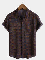 Bohemian Casual Geometric Print Short Sleeve Shirt