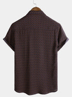 Bohemian Casual Geometric Print Short Sleeve Shirt