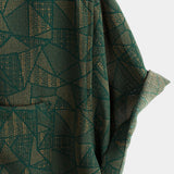 Casual Green Abstract Geometric Print Short Sleeve Shirt