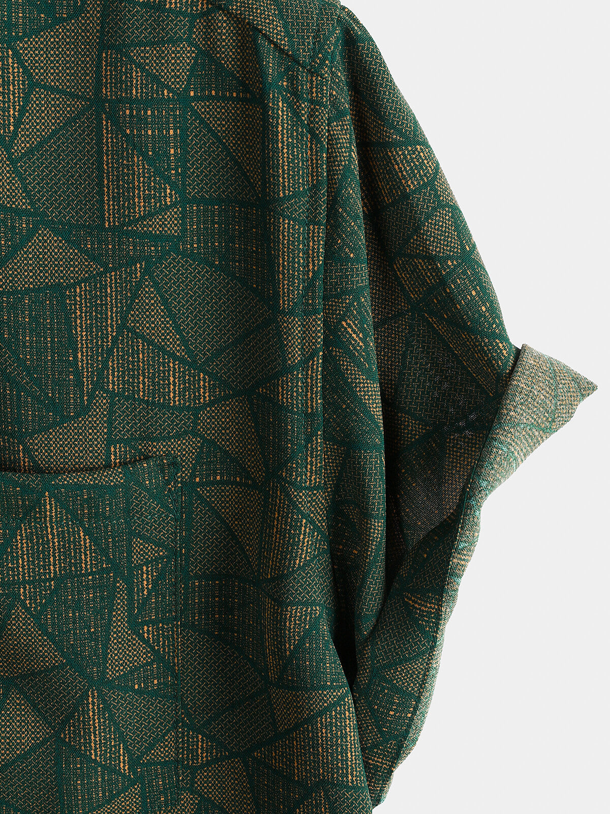Casual Green Abstract Geometric Print Short Sleeve Shirt