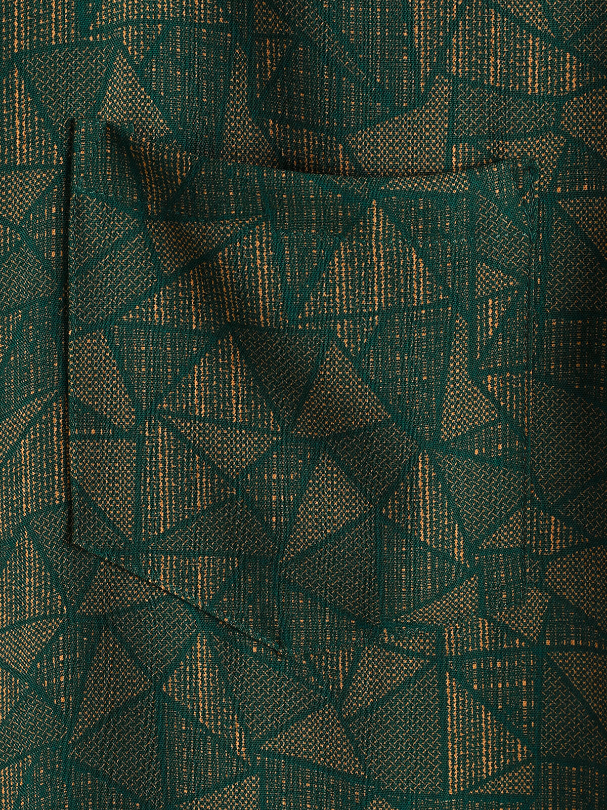 Casual Green Abstract Geometric Print Short Sleeve Shirt