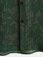Casual Green Abstract Geometric Print Short Sleeve Shirt