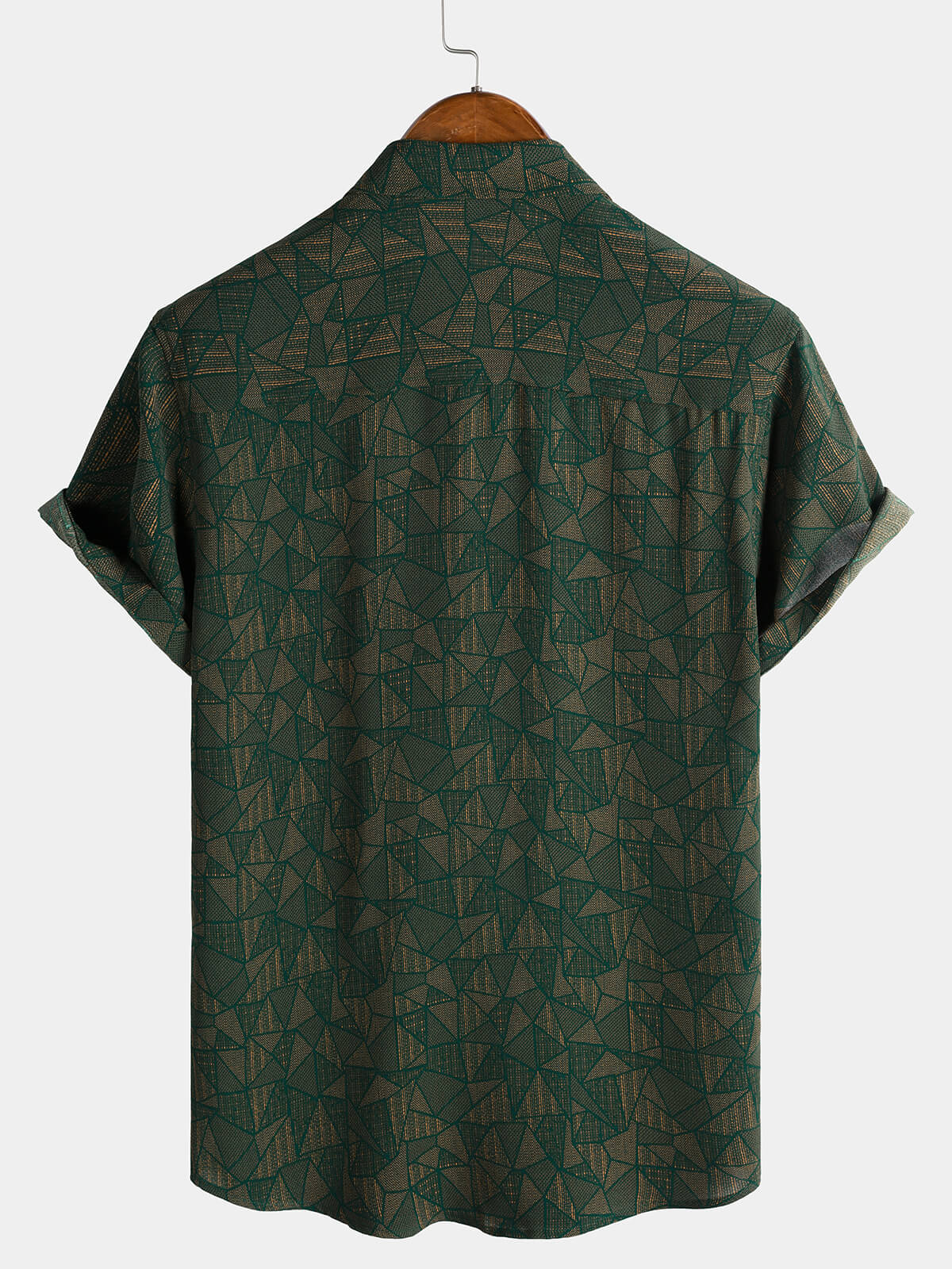 Casual Green Abstract Geometric Print Short Sleeve Shirt