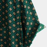 Bohemian Casual Green Diamond Pattern Short Sleeve Shirt