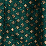 Bohemian Casual Green Diamond Pattern Short Sleeve Shirt